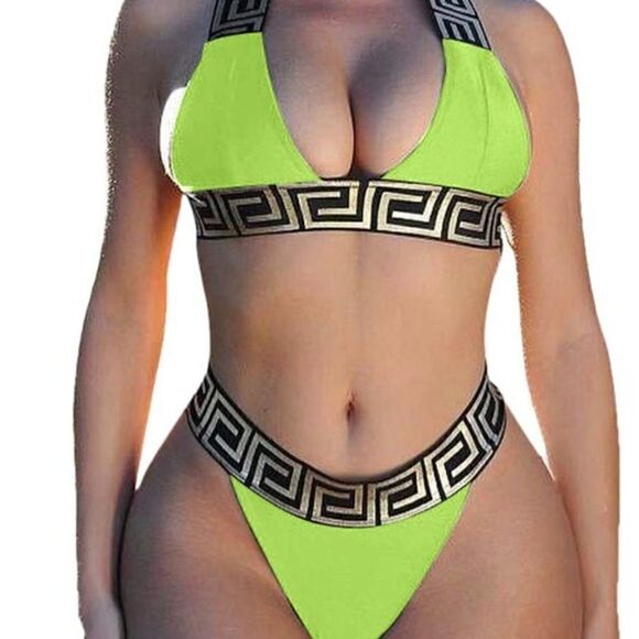 Sexy Neon Green 2pc Bikini set sz Large - Picture 2 of 11